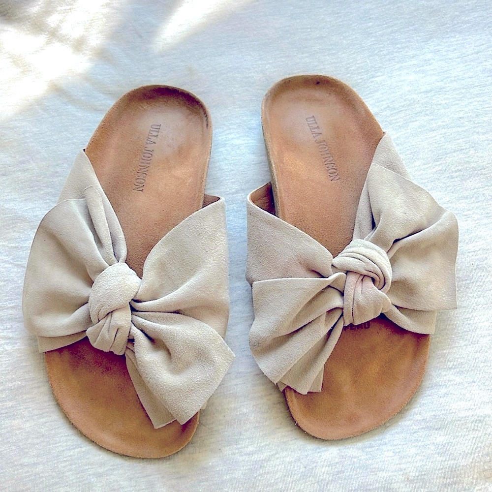 Ulla Johnson Leather Suede Slides with bow EU 37